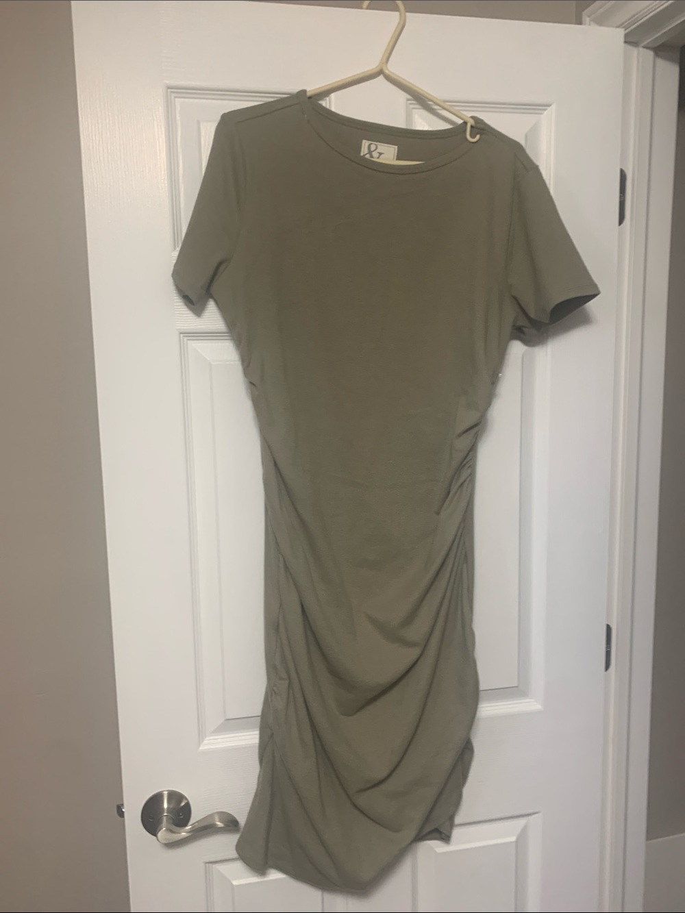 AMPERSAND AVE Olive Green Midi T-Shirt Dress